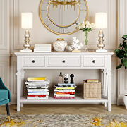 Antique white wood classic retro style console table with three top drawers by La Spezia additional picture 16