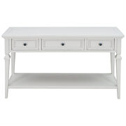 Antique white wood classic retro style console table with three top drawers by La Spezia additional picture 4