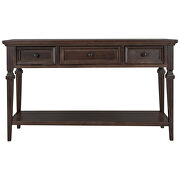 Espresso wood classic retro style console table with three top drawers by La Spezia additional picture 2