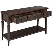 Espresso wood classic retro style console table with three top drawers by La Spezia additional picture 15