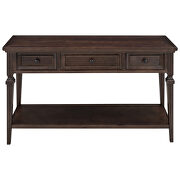Espresso wood classic retro style console table with three top drawers by La Spezia additional picture 3