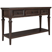 Espresso wood classic retro style console table with three top drawers by La Spezia additional picture 4
