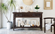 Espresso wood classic retro style console table with three top drawers by La Spezia additional picture 6
