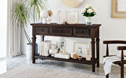 Espresso wood classic retro style console table with three top drawers by La Spezia additional picture 8