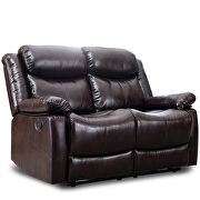 Brown pu leather manual recliner loveseat by La Spezia additional picture 3