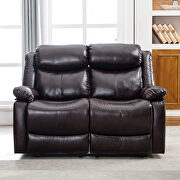Brown pu leather manual recliner loveseat by La Spezia additional picture 4