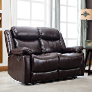 Brown pu leather manual recliner loveseat by La Spezia additional picture 8
