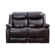 Brown pu leather manual recliner loveseat by La Spezia additional picture 10