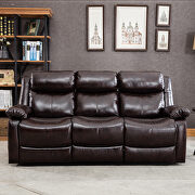 Brown pu leather manual recliner sofa additional photo 3 of 6