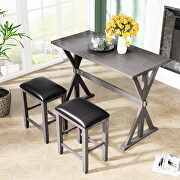 Gray finish/ black cushion 3-piece counter height wood kitchen dining table by La Spezia additional picture 12