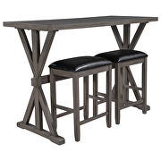 Gray finish/ black cushion 3-piece counter height wood kitchen dining table by La Spezia additional picture 16