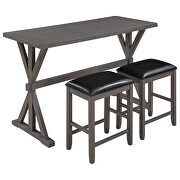 Gray finish/ black cushion 3-piece counter height wood kitchen dining table by La Spezia additional picture 6