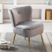 Accent living room side wingback chair gray velvet fabric by La Spezia additional picture 2