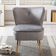 Accent living room side wingback chair gray velvet fabric by La Spezia additional picture 7