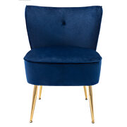 Accent living room side wingback chair navy velvet fabric additional photo 3 of 9