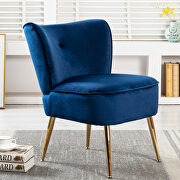 Accent living room side wingback chair navy velvet fabric additional photo 4 of 9