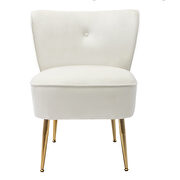 Accent living room side wingback chair ivory velvet fabric additional photo 2 of 10
