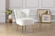 Accent living room side wingback chair ivory velvet fabric by La Spezia additional picture 11