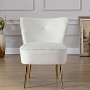 Accent living room side wingback chair ivory velvet fabric additional photo 3 of 10