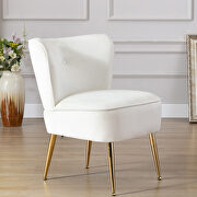 Accent living room side wingback chair ivory velvet fabric by La Spezia additional picture 7