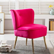 Accent living room side wingback chair fuchsia velvet fabric additional photo 5 of 10