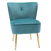 Accent living room side wingback chair teal blue velvet fabric additional photo 2 of 8