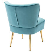 Accent living room side wingback chair teal blue velvet fabric additional photo 5 of 8