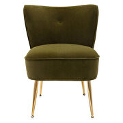 Accent living room side wingback chair grass green velvet fabric additional photo 2 of 11