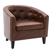 Dark brown pu leather tufted barrel chair by La Spezia additional picture 3