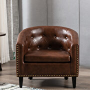 Dark brown pu leather tufted barrel chair by La Spezia additional picture 4