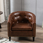Dark brown pu leather tufted barrel chair by La Spezia additional picture 6