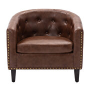 Dark brown pu leather tufted barrel chair by La Spezia additional picture 7