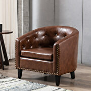 Dark brown pu leather tufted barrel chair by La Spezia additional picture 9