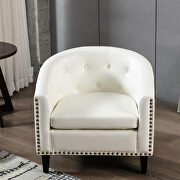 White pu leather tufted barrel chair by La Spezia additional picture 3