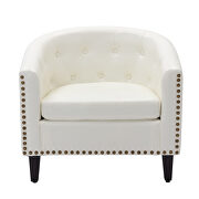 White pu leather tufted barrel chair by La Spezia additional picture 8