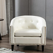 White pu leather tufted barrel chair by La Spezia additional picture 9