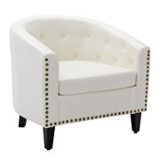 White pu leather tufted barrel chair by La Spezia additional picture 10