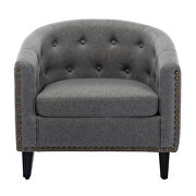 Gray linen fabric tufted barrel chair by La Spezia additional picture 4