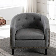 Gray linen fabric tufted barrel chair by La Spezia additional picture 5