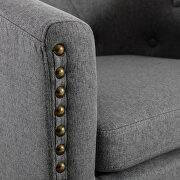 Gray linen fabric tufted barrel chair by La Spezia additional picture 6