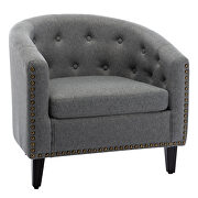 Gray linen fabric tufted barrel chair by La Spezia additional picture 7