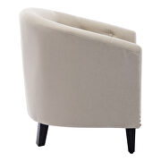 Tan linen fabric tufted barrel chair by La Spezia additional picture 4