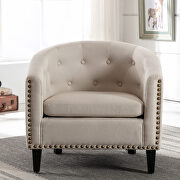 Tan linen fabric tufted barrel chair by La Spezia additional picture 5