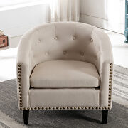 Tan linen fabric tufted barrel chair by La Spezia additional picture 9