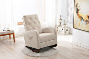 Beige fabric padded seat high back comfortable rocking chair by La Spezia additional picture 11