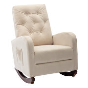 Beige fabric padded seat high back comfortable rocking chair by La Spezia additional picture 5