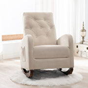 Beige fabric padded seat high back comfortable rocking chair by La Spezia additional picture 7