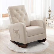 Beige fabric padded seat high back comfortable rocking chair by La Spezia additional picture 8