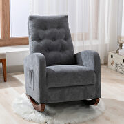 Dark gray fabric padded seat high back comfortable rocking chair by La Spezia additional picture 6
