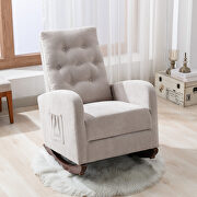 Tan fabric padded seat high back comfortable rocking chair by La Spezia additional picture 6